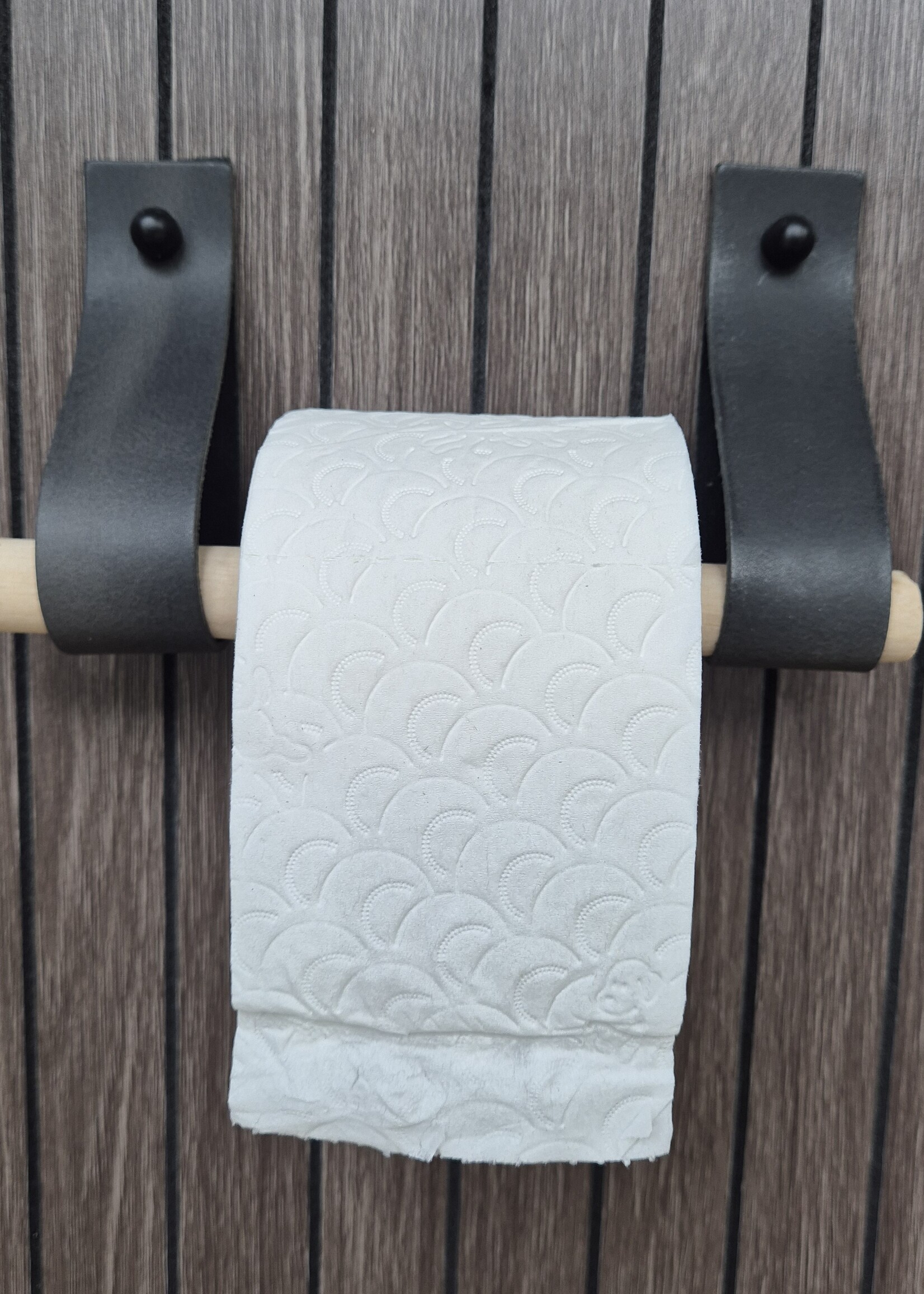 Bij Lien Leren toiletrol houder antraciet 4cm breed en 30cm lang