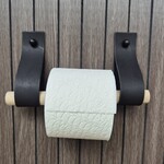 Bij Lien Leren toiletrol houder zwart 4cm breed en 30cm lang