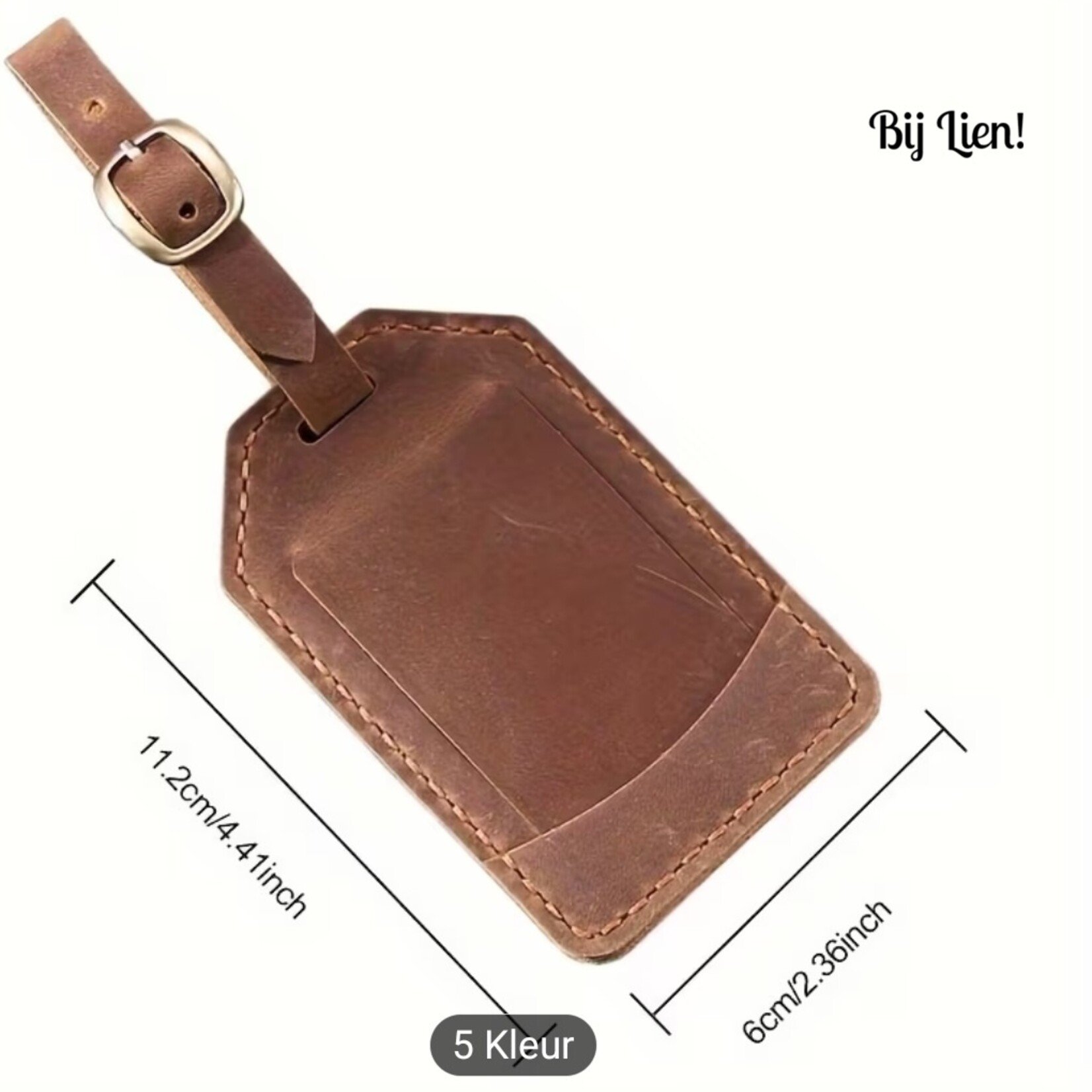 Bij Lien Leren kofferlabel gepersonaliseerd