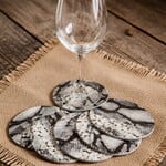 Bij Lien leren onderzetters Slangen print rond set van 6 stuks