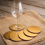 Bij Lien leren onderzetters Goud rond set van 6 stuks