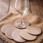 Bij Lien leren onderzetters zilver rond set van 6 stuks