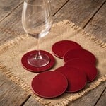 Bij Lien leren onderzetters Bloed rood set van 6 stuks