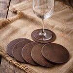 Bij Lien leren onderzetters grijs gecraqueleerd set van 6 stuks