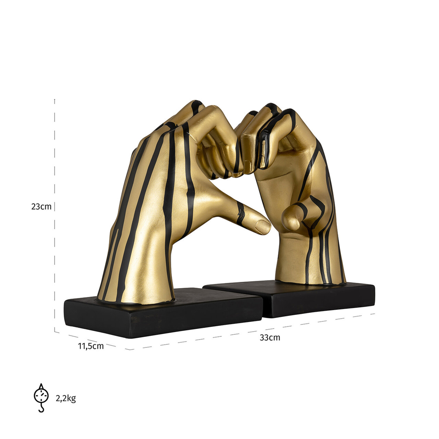Richmond Interiors Boekenstandaard Love zwart goud