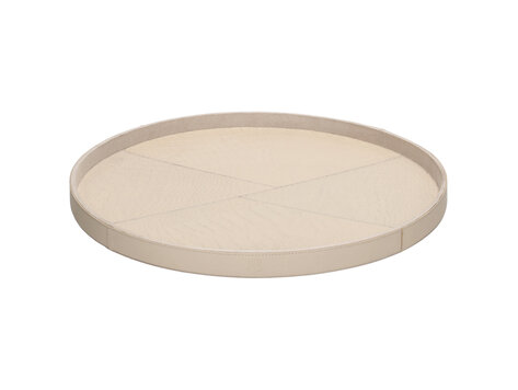 Chamada Decoratief dienblad leren tray rond Merel beige M