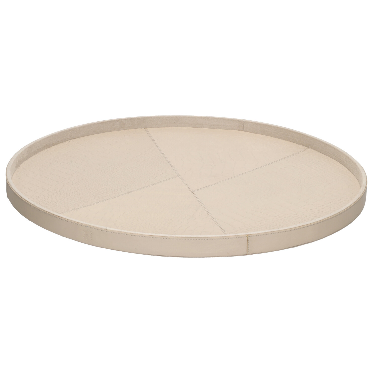 Chamada Decoratief dienblad leren tray rond Merel beige L