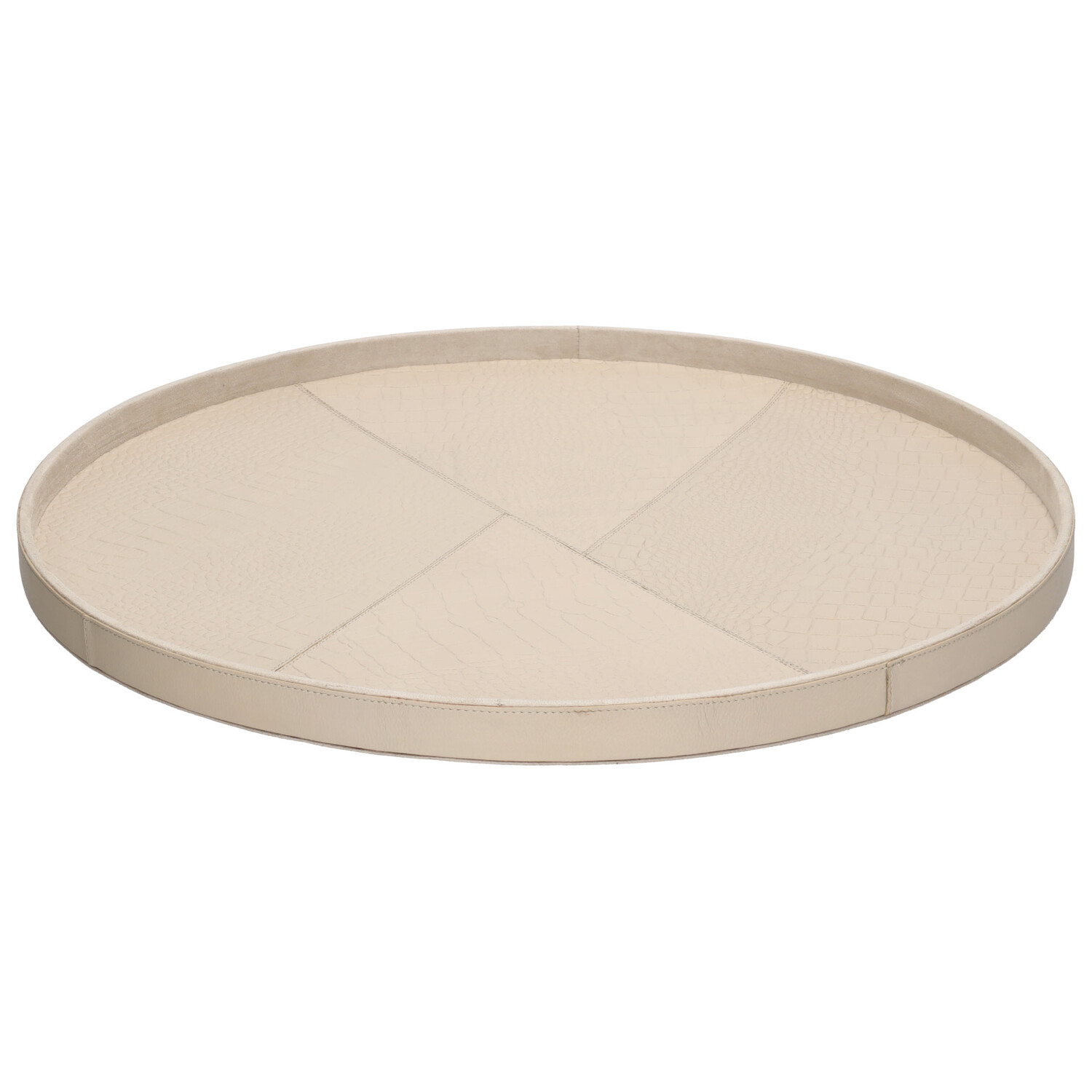 Chamada Decoratief dienblad leren tray rond Merel beige L
