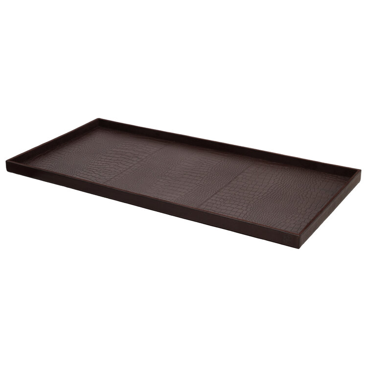 Chamada Decoratief dienblad leren tray rechthoek Maria bruin L