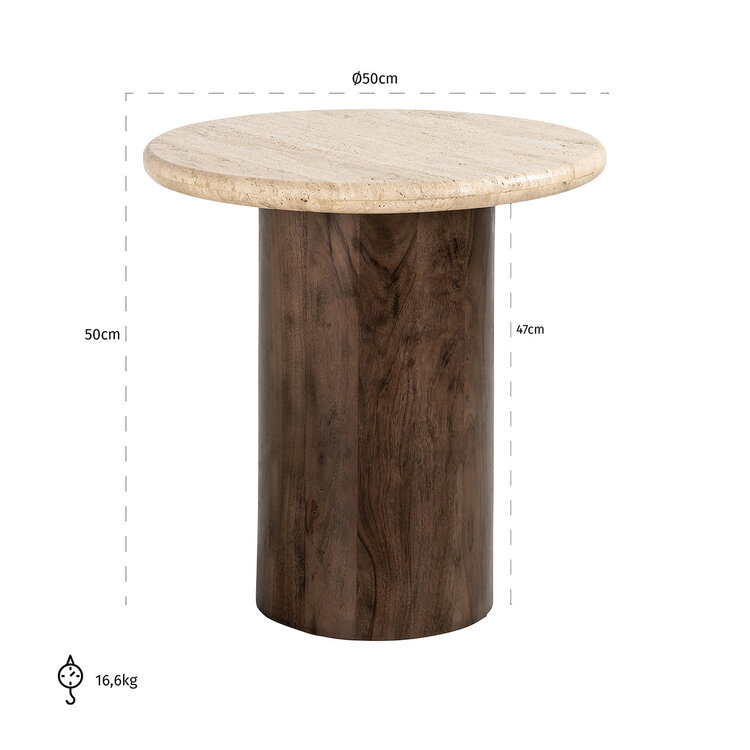 Richmond Interiors Bijzettafel Douglas Ø50 cm