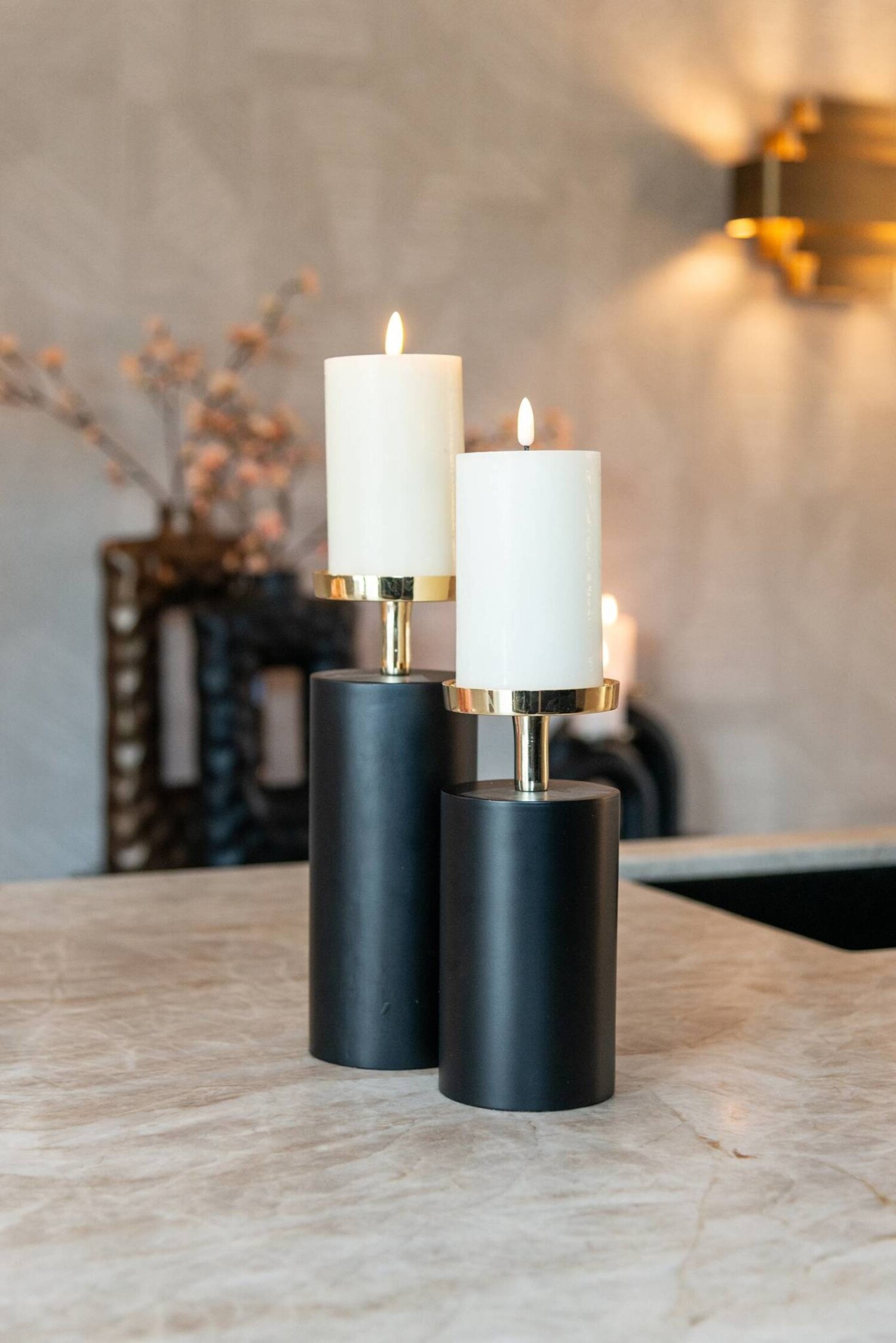 Richmond Interiors Kandelaar Caya klein zwart goud