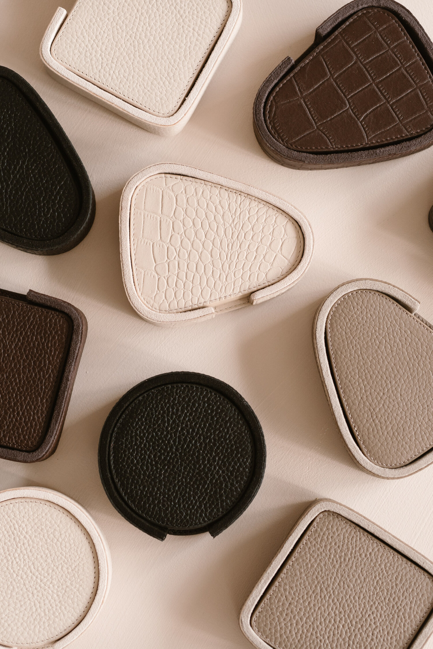 Chamada Onderzetter croco vierkant Carmen XS set van 6 taupe