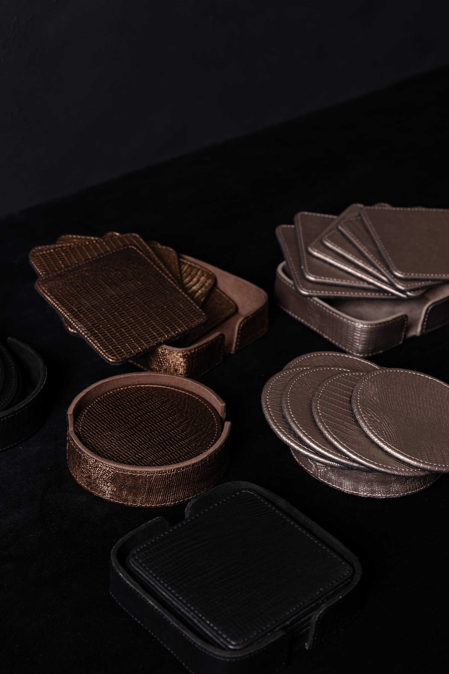 PTMD Collection Onderzetter Rafal Bronze vegan leer vierkant 6 stuks