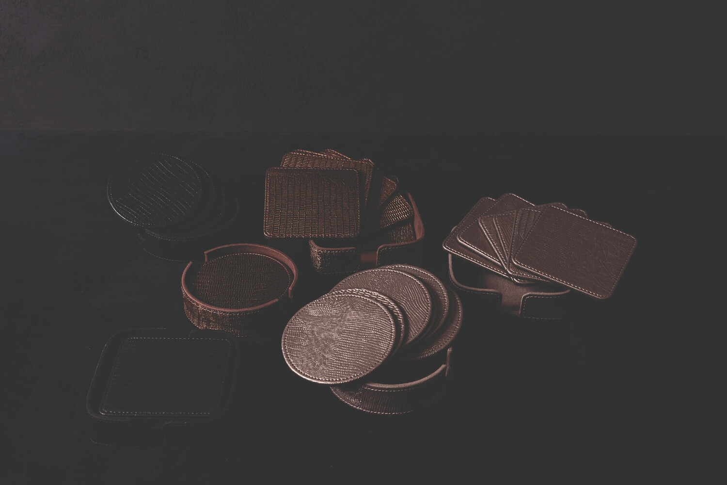 PTMD Collection Onderzetter Rafal Champagne vegan leer vierkant 6 stuks