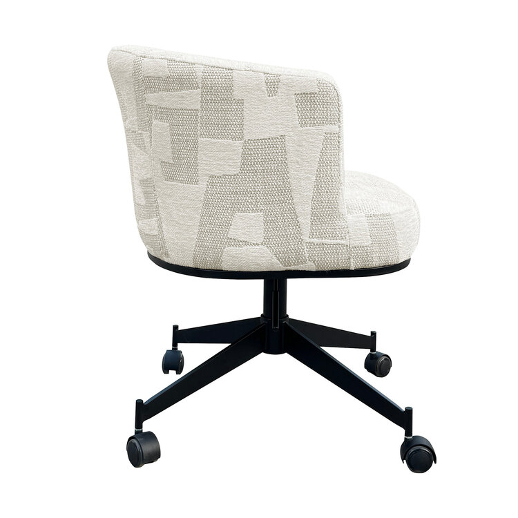 Richmond Interiors Eetkamerstoel Rochenne beige graffic draaibaar op wieltjes