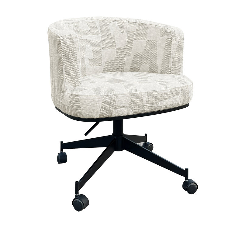 Richmond Interiors Eetkamerstoel Rochenne beige graffic draaibaar op wieltjes