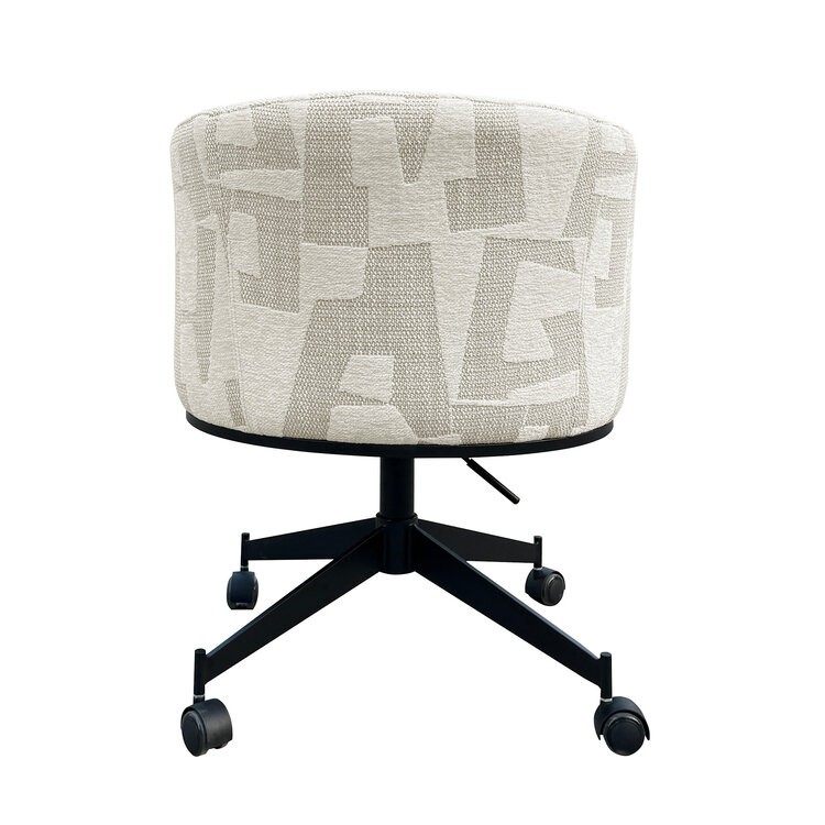 Richmond Interiors Eetkamerstoel Rochenne beige graffic draaibaar op wieltjes