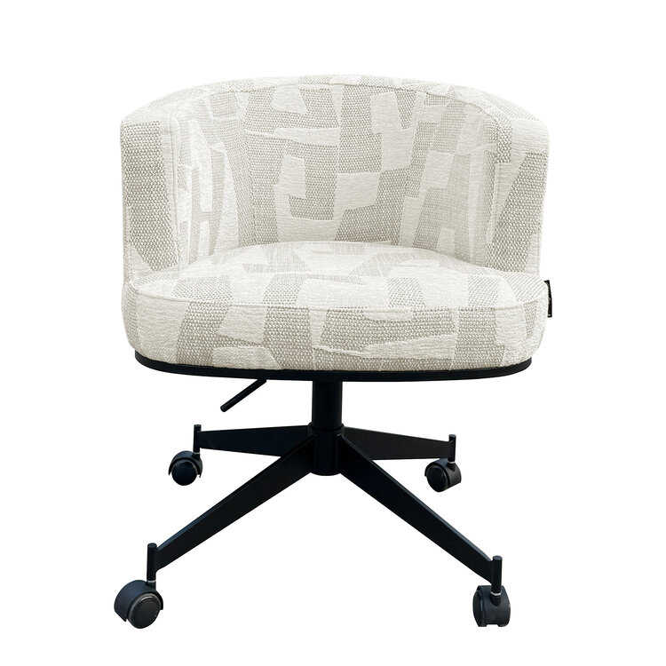 Richmond Interiors Eetkamerstoel Rochenne beige graffic draaibaar op wieltjes