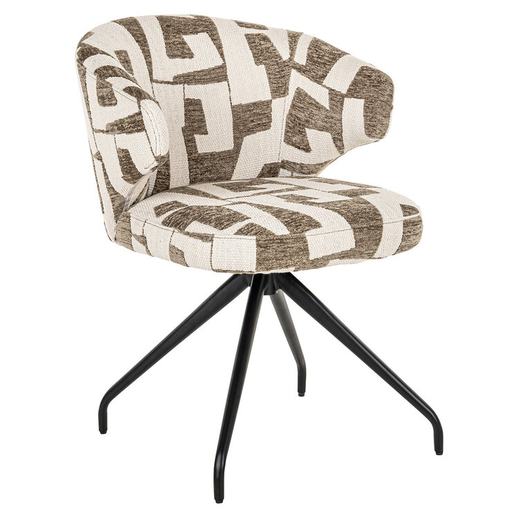 Richmond Interiors Eetkamerstoel Milly moss graffic draaibaar