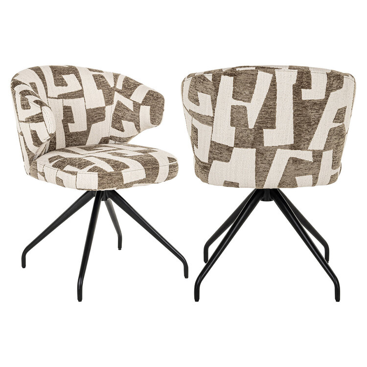 Richmond Interiors Eetkamerstoel Milly moss graffic draaibaar