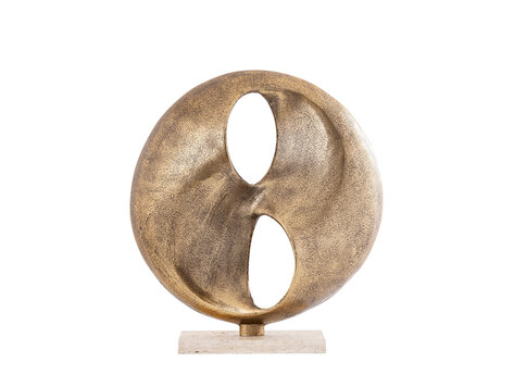 PTMD Collection Deuie Brass decoratie ornament aluminium travertine voet