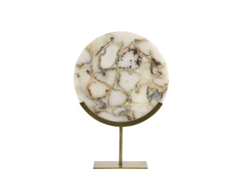 Decoratie Object Ornament Agaat wit antiek brons groot