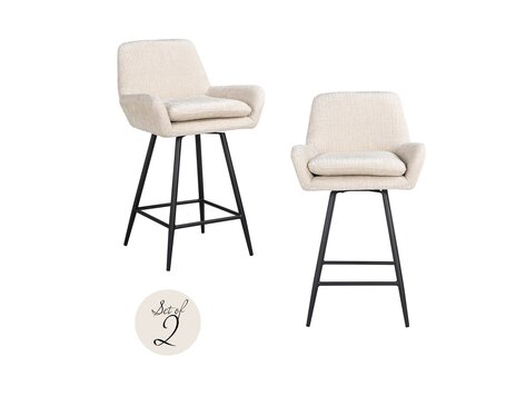 Richmond Interiors Counterstoel Linsey Niagara beige draaibaar Set van 2