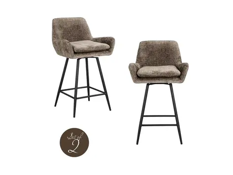 Richmond Interiors Counterstoel Linsey Niagara stone draaibaar Set van 2