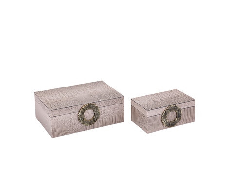 PTMD Collection Hazael Beige vegan leren doos gouden handvat set van 2