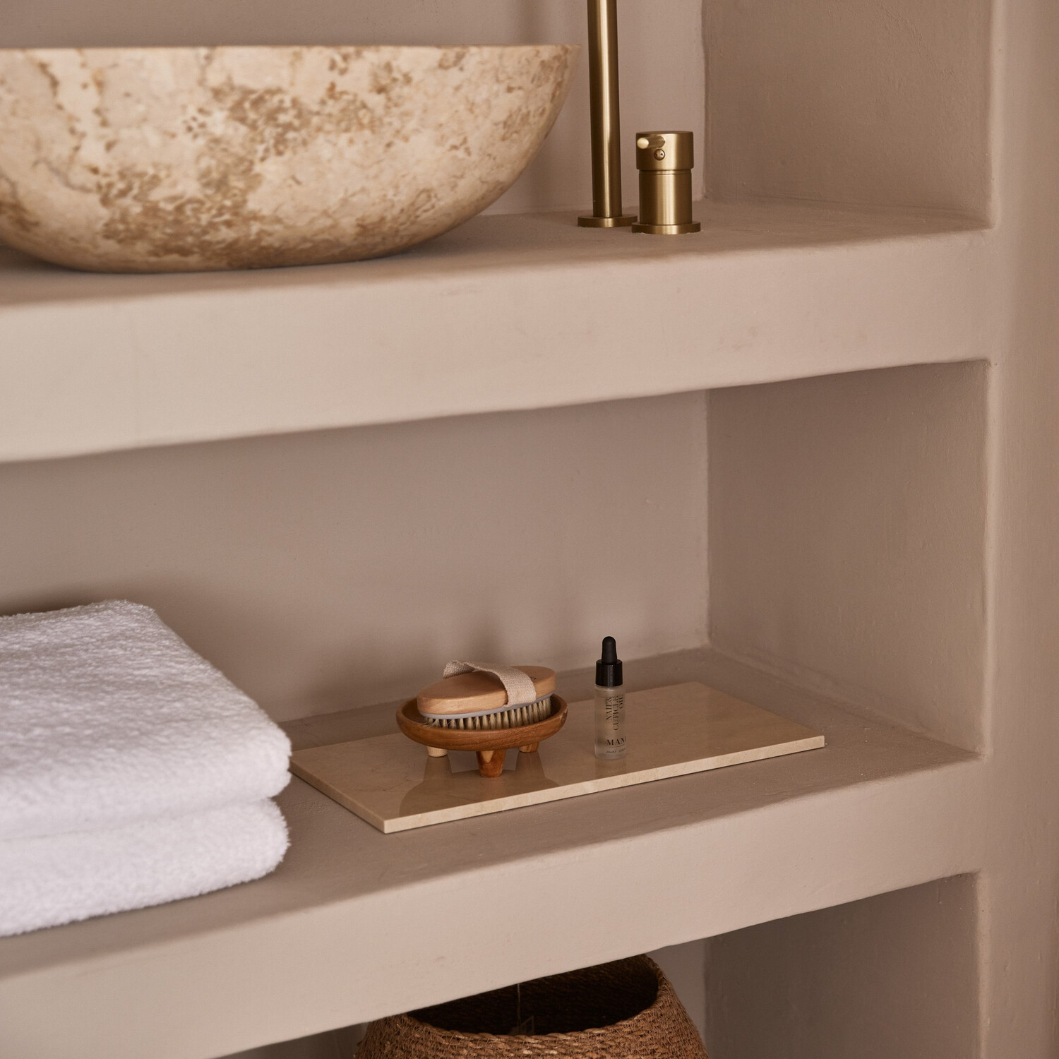 Dienblad rechthoek marmer beige