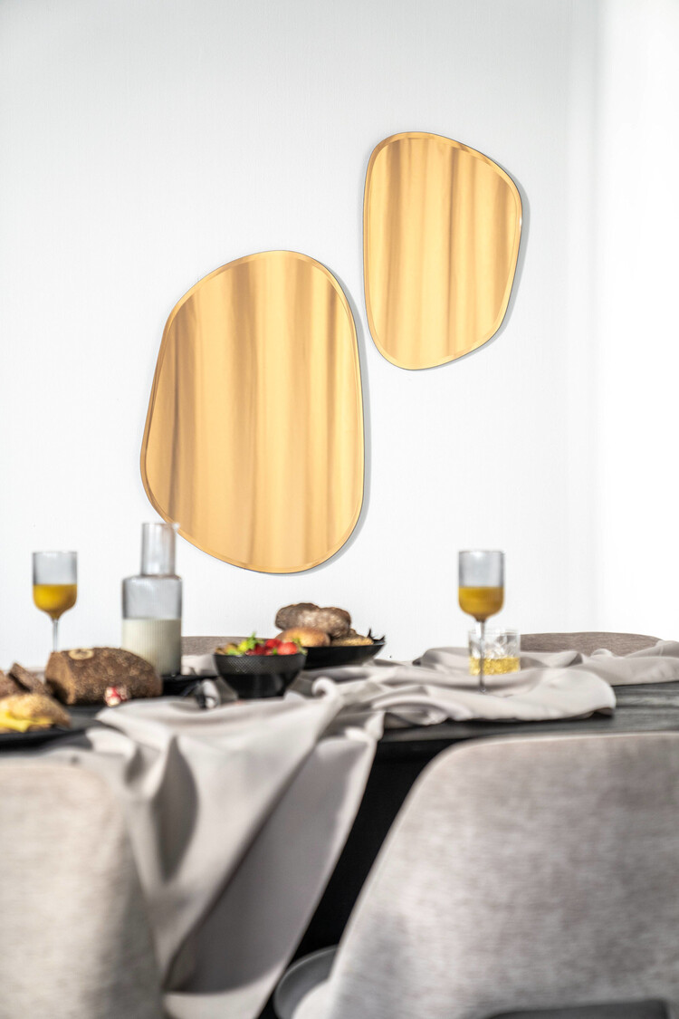 By-Boo Spiegel Amber organische vorm bruin glas - groot