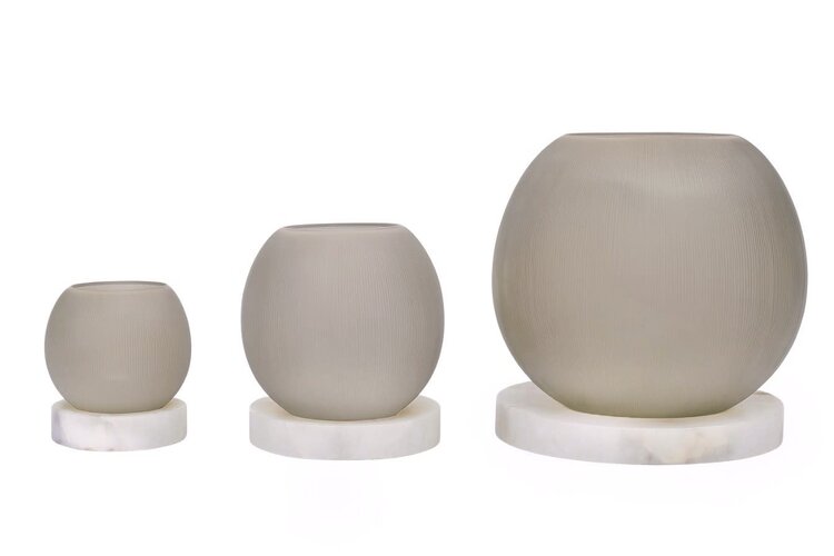 RAF Deluxe Windlicht Kasian Smoke glas Alabaster voet - medium
