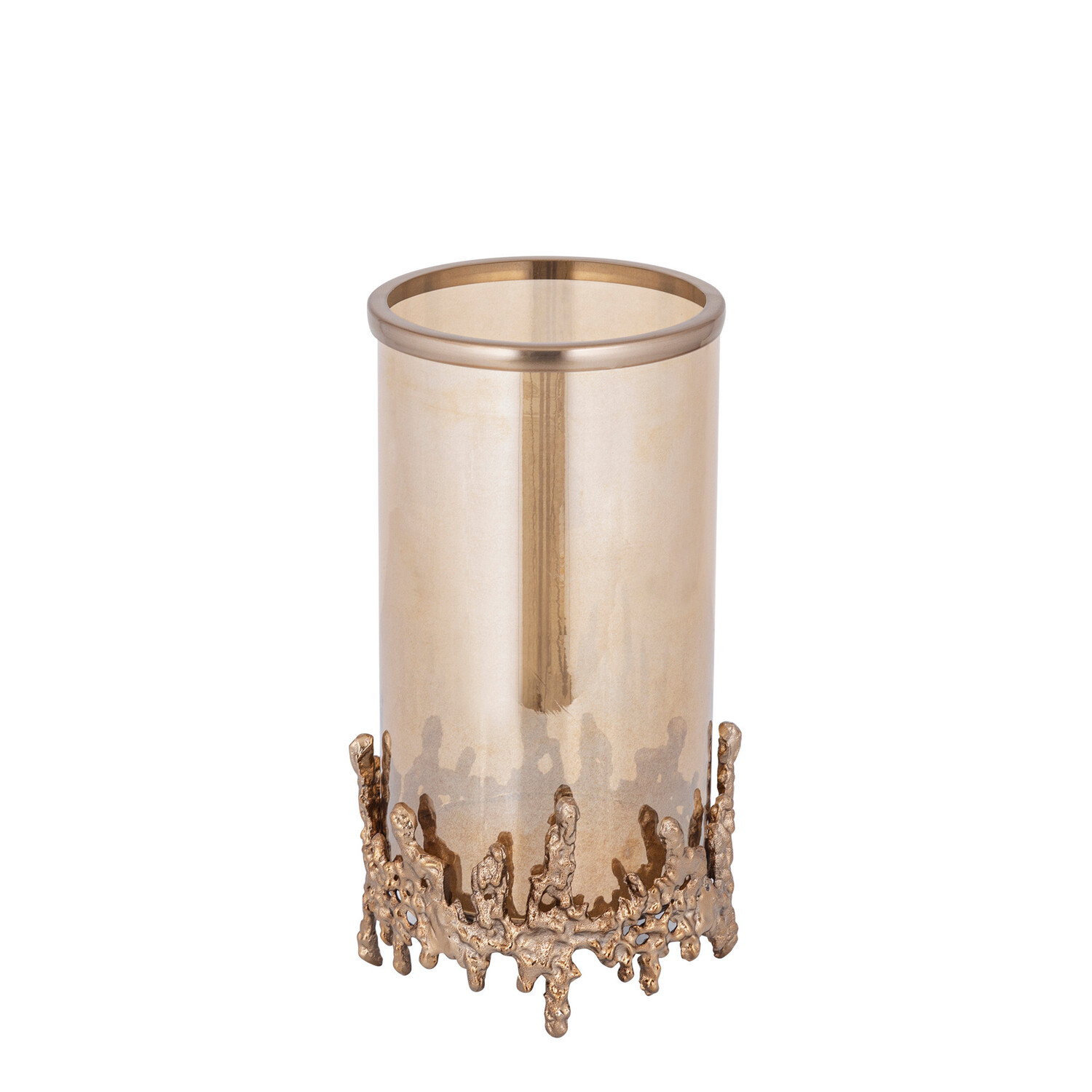 PTMD Collection Barrie Brown Gold glazen windlicht bruin aluminium