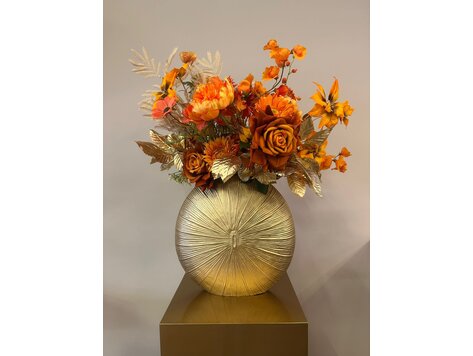 Kunstboeket Herfstgloed en Gouden Vaas Livorno