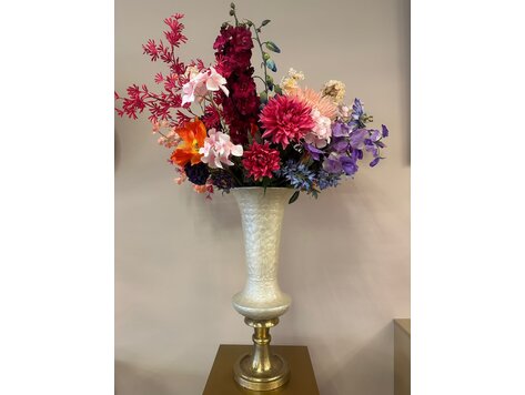 Kunstboeket Elegant Silk en Parelmoer Gouden Vaas Lysse