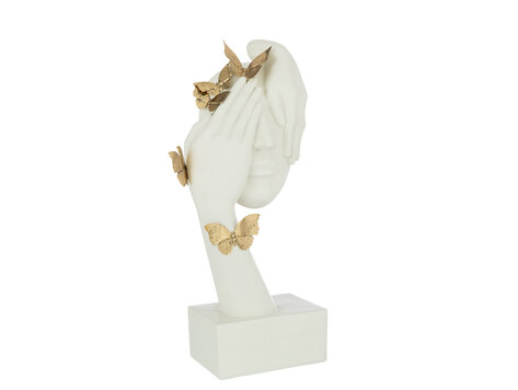 Decoratie object Face en Butterflies goud wit