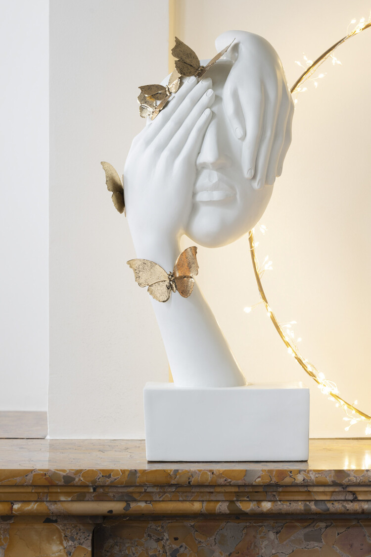 Decoratie object Face en Butterflies goud wit
