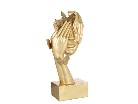 Decoratie object Face en Butterflies goud