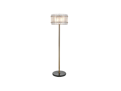 Richmond Interiors Vloerlamp Feline brass antique marmer glas