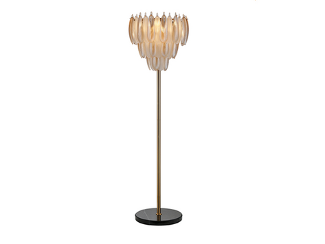 Richmond Interiors Vloerlamp Chloe brass antique glas marmer