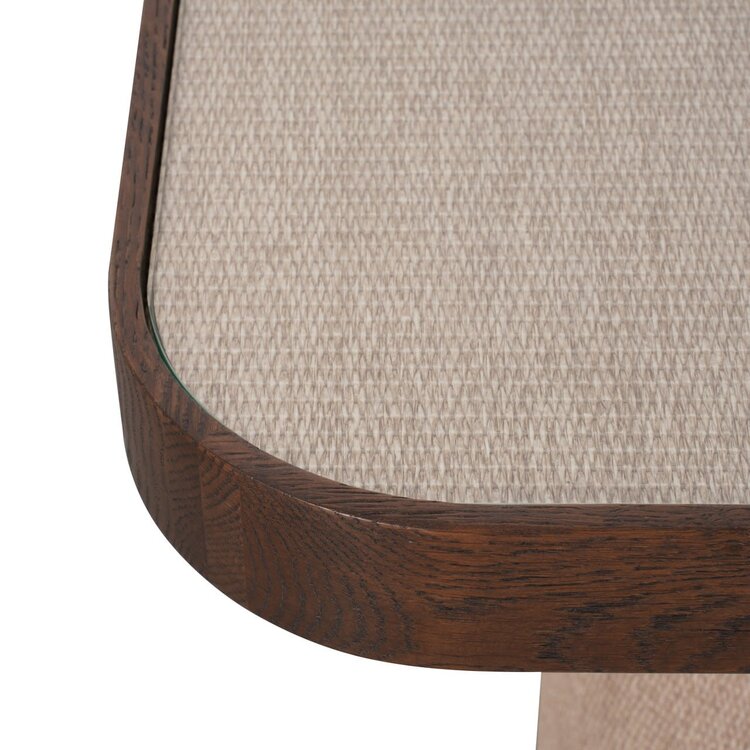 Richmond Interiors Bijzettafel Willox met glasplaat bruin eiken linnen