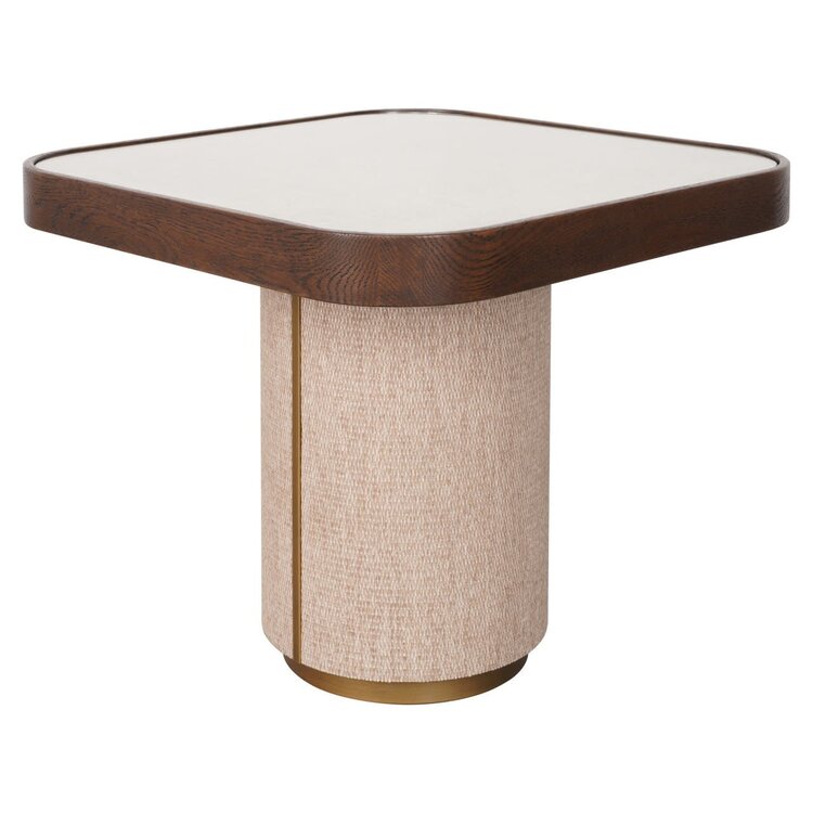 Richmond Interiors Bijzettafel Willox met glasplaat bruin eiken linnen