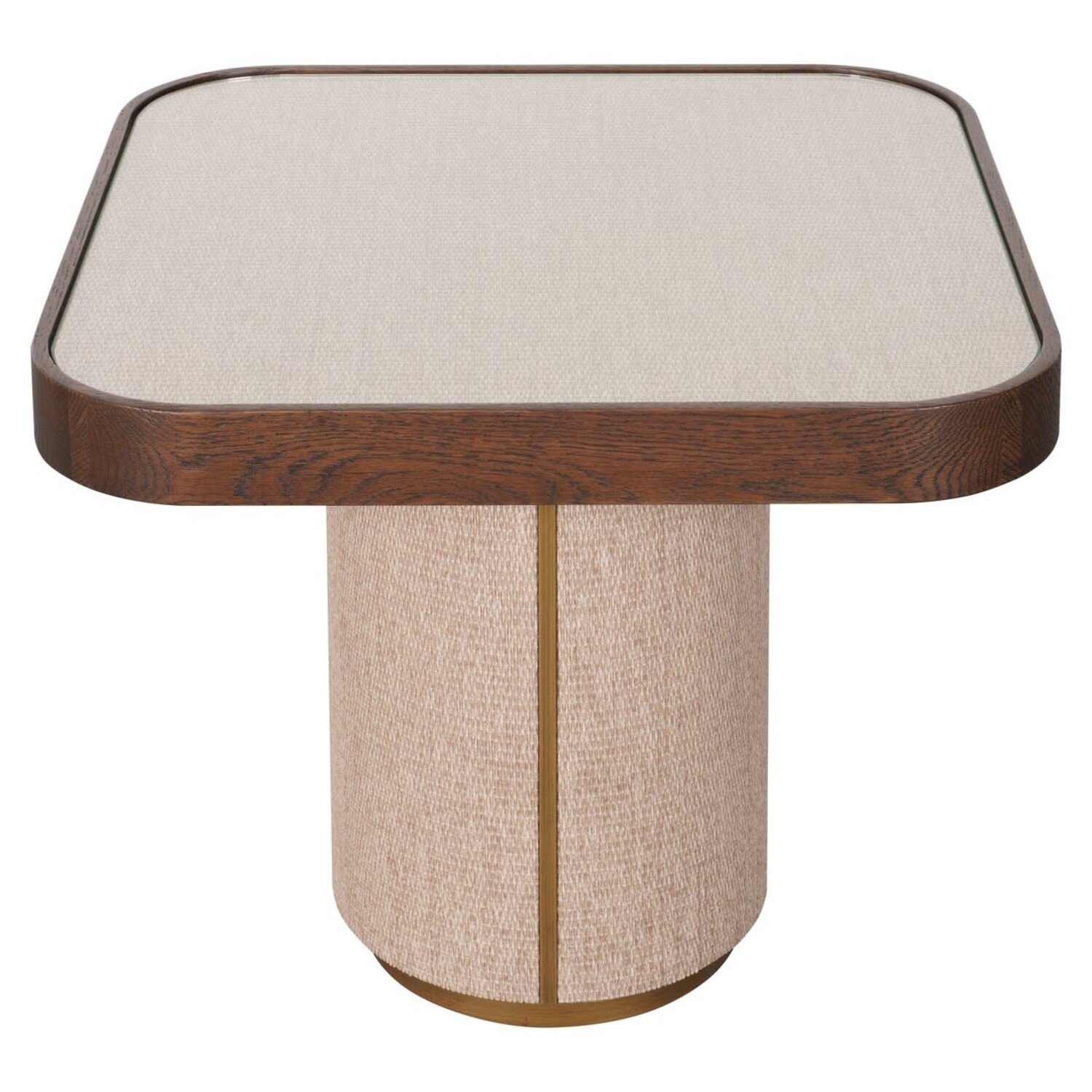 Richmond Interiors Bijzettafel Willox met glasplaat bruin eiken linnen