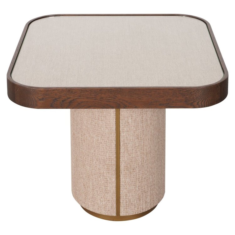 Richmond Interiors Bijzettafel Willox met glasplaat bruin eiken linnen
