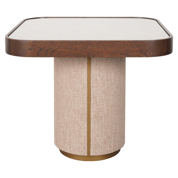 Richmond Interiors Bijzettafel Willox met glasplaat bruin eiken linnen