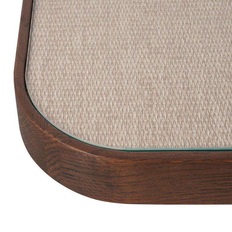 Richmond Interiors Salontafel Willox met glasplaat bruin eiken linnen Set van 2