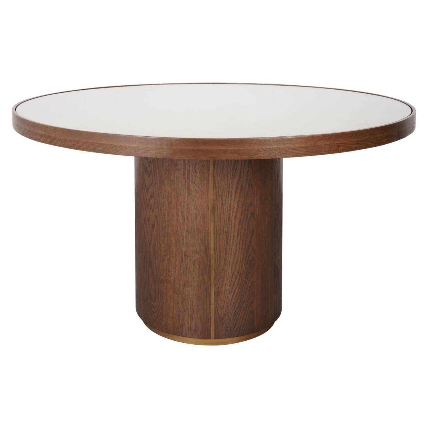 Richmond Interiors Eettafel Willox met glasplaat bruin eiken linnen Ø130 cm