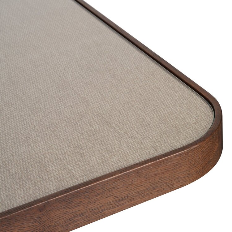 Richmond Interiors Eettafel Willox met glasplaat bruin eiken linnen 235 cm