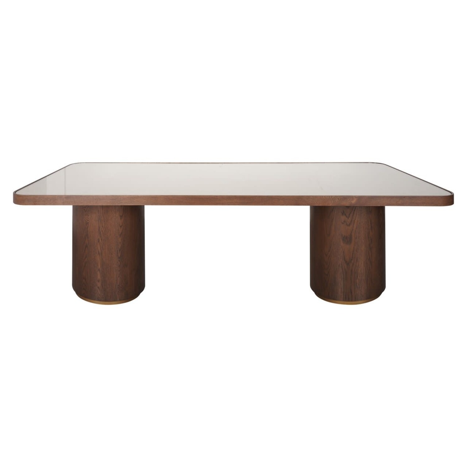 Richmond Interiors Eettafel Willox met glasplaat bruin eiken linnen 235 cm