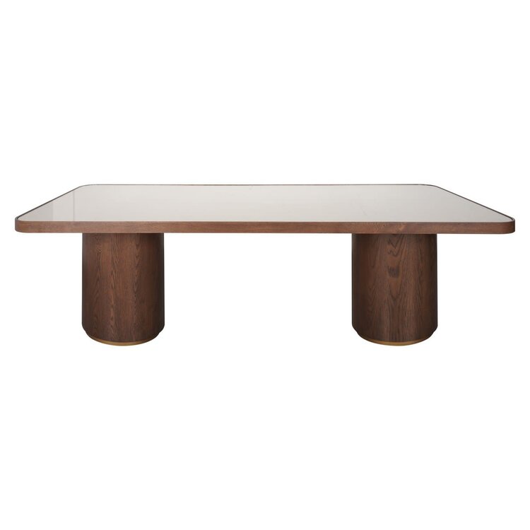 Richmond Interiors Eettafel Willox met glasplaat bruin eiken linnen 235 cm